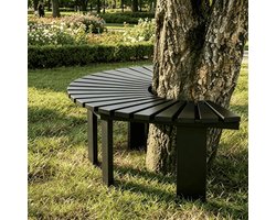 Halfronde Boombank - Boomzitje Bankje - Buiten Zitten - Massief Hout - 120 cm Diameter - Zwart