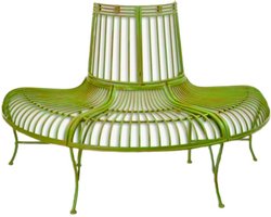 Halfronde Boombank - Groene Tuinbank - Tuinmeubel - Tuin Bank - Tuinmeubelen - Zithoek - Metalen Banken - Tuindecoratie - 134x69x86