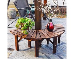 Halfronde Boombank - Houten Tuinzitting - Genieten van de tuin - Robuust massief hout - 120 cm lengte - Natuurlijk
