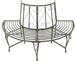 Halfronde Boombank - Tuinbank Boom - Buiten Zitten - Duurzaam Staal - 160 cm Diameter - Zilvergrijs