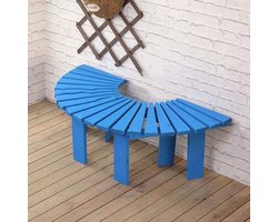 Halfronde Boombank - Tuinbank Gebogen - Terras Zitten - Corrosiebestendig Massief Hout - Diameter 120cm - Blauw