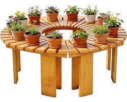 Halfronde boombank - Wikkelbank buiten - Zitplek creëren - Massief hout - 125 x 65 x 10 cm - Bruin