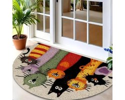 Halfronde deurmat - Amerikaanse dierenprint - antislip en absorberende halfronde mat - wasbare halvemaanvormige mat - geschikt voor binnen- en buiteningangen, keukens, terrassen, badkamers en als decoratie bij de open haard (40×60cm)