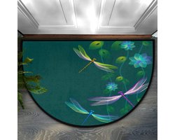 Halfronde Deurmat - Entree Tapijt - Buiten en Binnen - Antislip Rubber - 92 x 61 cm - Multi Kleuren