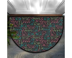 Halfronde Deurmat - Entree Tapijt Vloermat - Buiten Vuil Vangen - Antislip Rubberen Achterkant - 90 x 60 cm - Multicolor