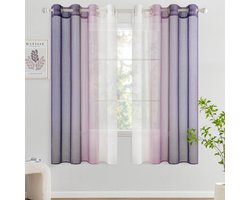 Halftransparante gordijnen - Modern en elegant - 2 stuks - Paars - Polyester - 140 x 145 cm