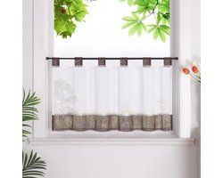 Halftransparante Linnen Gordijnen met Lussen voor Landhuisstijl - Korte Vitrages en Bistrogordijnen 45x90cm