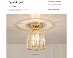 Halfverzonken plafondlamp, moderne kleine kristallen kroonluchter, mini plafondlamp voor binnen, geschikt voor badkamer, hal, entree en kast (goud).