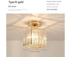 Halfverzonken plafondlamp, moderne kleine kristallen kroonluchter, mini plafondlamp voor binnen, geschikt voor badkamer, hal, entree en kast (goud).