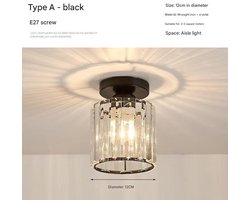 Halfverzonken plafondlamp, moderne kleine kristallen kroonluchter, mini plafondlamp voor binnen, geschikt voor badkamer, hal, entree en kast (zwart).