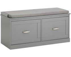 Halkast - Halmeubel - Schoenenkast - Opbergkast - Halkastje - Halbank - Moderne stijl - Grijs