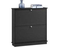 Halkast - Halmeubel - Schoenenkast - Opbergkast - Halkastje - Halbank - Moderne stijl - Zwart