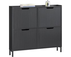 Halkast - Halmeubel - Schoenenkast - Opbergkast - Halkastje - Halbank - Moderne stijl - Zwart