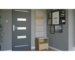 Halkast - Schoenenkast - Hanger - Planken - 3 in 1 - Kleur Artisan Oak + gestoffeerde panelen - Materiaal fluweel