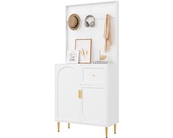 Halkasten - 80x175,5x35 cm - Kompaktgarderobe Met Wandgarderobe, Flurschrank, Regal, Schuhschrank - Hout - Natuurlijk