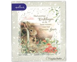 Hallmark - Marjolein Bastin - 32 Kerstkaarten - Box - Konijn & vogeltjes - Goudfolie - Kerst - Nieuwjaar - 12 x 13.5 cm