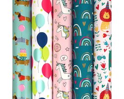 Hallo Cadeaupapier - Inpakpapier voor kinderen - 200 x 70 cm - 5 rollen