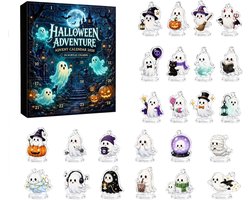 Halloween Adventskalender - 24 Delige Acryl Spookdecoratie - Aftelkalender voor Kinderen en Volwassenen - Feestelijke Hangdecoratie - 2D Ontwerp - Geschikt voor Thuis en Feestjes - Kleurrijk en Vrolijk - Tassenhanger en Woonaccessoire