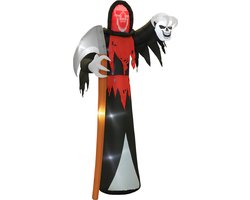 Halloween-decoratie 3,7 m reusachtige Magere Hein - Met LED-verlichting - Opblaasbare luchtfiguur - Voor buiten - 3,7 meter hoog - Lichtgevend en opvallend