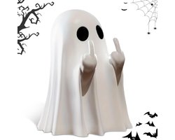 Halloween decoratie-halloween-halloween versiering-Halloweendecoraties met spookjes voor binnen - Halloweenfiguur met middelvinger, schattige spookdecoraties met vinger - Harsen beeldje voor op de veranda en als cadeau voor op het bureau