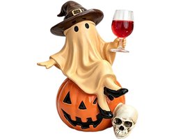 Halloween Decoratie - Halloween spook - Halloween geest‑heks beeldje zittend op pompoen - Harsen beeldje - Herfst Decoratie - Herfst Halloween - Vintage Halloween - Halloween Versiering Tuin & Feest - Geweldig Cadeau voor Vrouw & Man - 12 × 9 × 8 cm