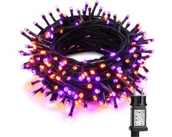 Halloween Decoratie Lichtslingers Oranje & Paars - BrizLabs 25M 200 LED Lichtketting - Herfstdecoratie - Waterdicht - 8 Standen Met Timer - Lichtsnoer Voor Binnen En Tuin - Slaapkamer - Boom - Kransen - Party