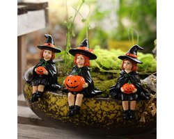 Halloween Decoratie - tuindecoraties - Zittende Heks op Pompoen - delig - Hars Decoratie - Handgemaakt - Tafeldecoratie - 3