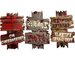 Halloween decoraties 3 stuks - Tuin borden met stakes - Zombie thema - Griezelig en eng - Pas op waarschuwingsbord - Spookhuizen decoratie - Outdoor tuin gazon Halloween