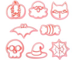 Halloween Koekjes Uitsnijders - Koekjes Vormpjes - Koekjes Bakken - 3D Geprinte Patronen - 8 Stuks - Roze