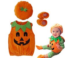 Halloween kostuum pompoen voor kinderen en baby's met hoed en schoenen