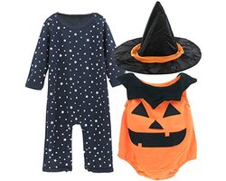 Halloween Kostuum voor Baby Meisjes - 3 Stuks met Romper, Vest en Hoed