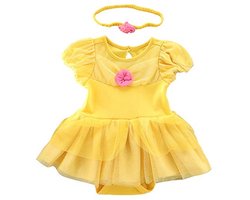 Halloween Kostuum voor Baby Meisjes - Sneeuwwitte Zeemeermin Prinses Romper Jurk met Hoofdband - Geel