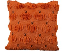 Halloween Kussenslopen 45x45 cm - Pompoen en Spook Dessin - Zachte Wasbare Festelijke Hoes voor Bank en Slaapkamer - Fluweel Polyester - Herfst Decoratie en Feestaccessoire
