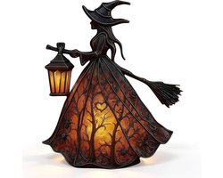 Halloween Lamp - Heksenhoed Tafellamp - Gothic LED Nachtlamp - Sfeerverlichting voor Halloween - Decoratieve Tafellamp voor Woonkamer, Slaapkamer & Feest - USB-Aansluiting - 16 cm