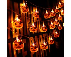 Halloween Lantaarns Decoratie- Halloween Pompoenen met Licht - Decoratie Buiten - Accesoires – Waterdicht Lampjes - Instelbaar Lichtjes / Pompoen met Paarse Hoed Lamp - 3M 20 LED Sets
