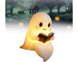 Halloween Spook Leeslamp - Grappig Spookbeeld - Tafel- en Boekenplankdecoratie - Batterijgevoed - Stevig en Lichtgewicht - Boekensteun en Lamp ineen - Uniek Design - Eenvoudig aan en uit- Creatief Woonaccessoire - Feestelijke Herfstdecoratie