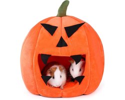 Halloween Stijl Cavia Huis - Pompoenvormig Oranje Bed voor Kleine Huisdieren, Ideaal voor Cavia's en Konijnen