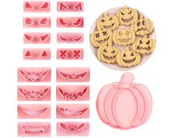 Halloween uitsteekvormen-Uitsteekvormpjes halloween-8 pompoen-emoji's-Voor Halloween-feestversieringen - Pompoenhoofd Halloween-koekjesvormset