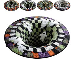 Halloweenkleed - 3D-illusiekleed - Rond kleed - Deurmat - Halloweendecoratie - Geschikt voor voordeur - woonkamer - slaapkamer - 60*60 cm
