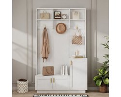 HalLux Pro kledingkast met bank en kast 120x40x200 cm - Modern Kapstok met Opbergruimte en verstelbare plank - Met opmerking: Casa Serena