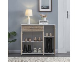 Halmeubel Bobeck 72x80x28 cm wit en eikenkleurig