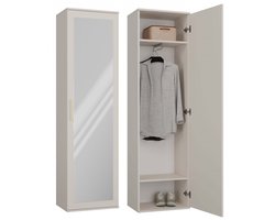 Halmeubel - Hal kast creme met spiegel hanggedeelte legplank