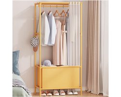 Halmeubel met Kapstok - Entree Organizer - Hal Opruimen - 3-in-1 Functionaliteit - 62 x 43 x 166 cm - Geel