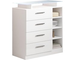 Halmeubel met laden - Dressoir entree - Orde bewaren - Glazen legplank met LED