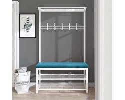 Halmeubel set - Kapstok schoenenrek - Entree organiseren - 4-in-1 functie - 60 x 33 x 170 cm - Blauw