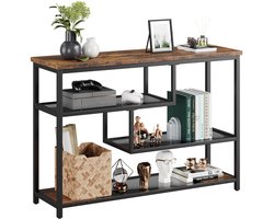 Haltafel - Bijzettafel - Smalle consoletafel met 4 planken - Haltafel van 39,4 inch - Glazen opbergplanken en metalen frame - Ideaal voor de gang, woonkamer, hal, slaapkamer en kleine ruimtes - 100 × 75 × 30 cm