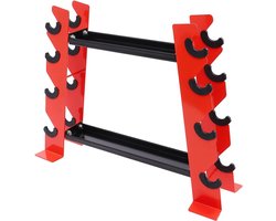 Halterstandaard - Halterhouder Rek - Krachtraining Thuis - Corrosiebestendig Staal - 150 kg Draagvermogen - Rood Zwart