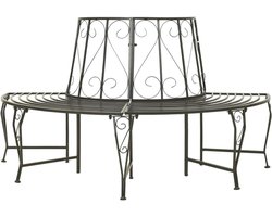 Halve boombank - Buitenbank rond - Ontspannen in tuin - Stevig staal weerbestendig - 160 cm breed - Zilvergrijs