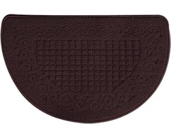 Halve Cirkel Deurmat - Vloermat Welkomstkleed - Vuil Vangen - Sterke Wateropname - 48x78cm - Donker Bruin