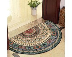 Halve cirkel tapijt - Deurmat entree mat - Vuil Vangen - Antislip rubberen achterkant - 60x100cm - Paarse strepen